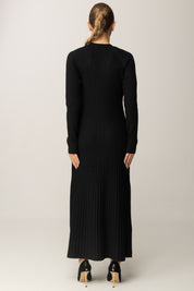 Twin-set Maxi Abito Cardigan In Misto Lana a Costine 252TT3400 NERO