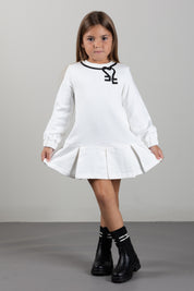 Elisabetta Franchi Bambina Abito Felpa con Ricamo Nastro EGAB253CFF017 MILK/NERO