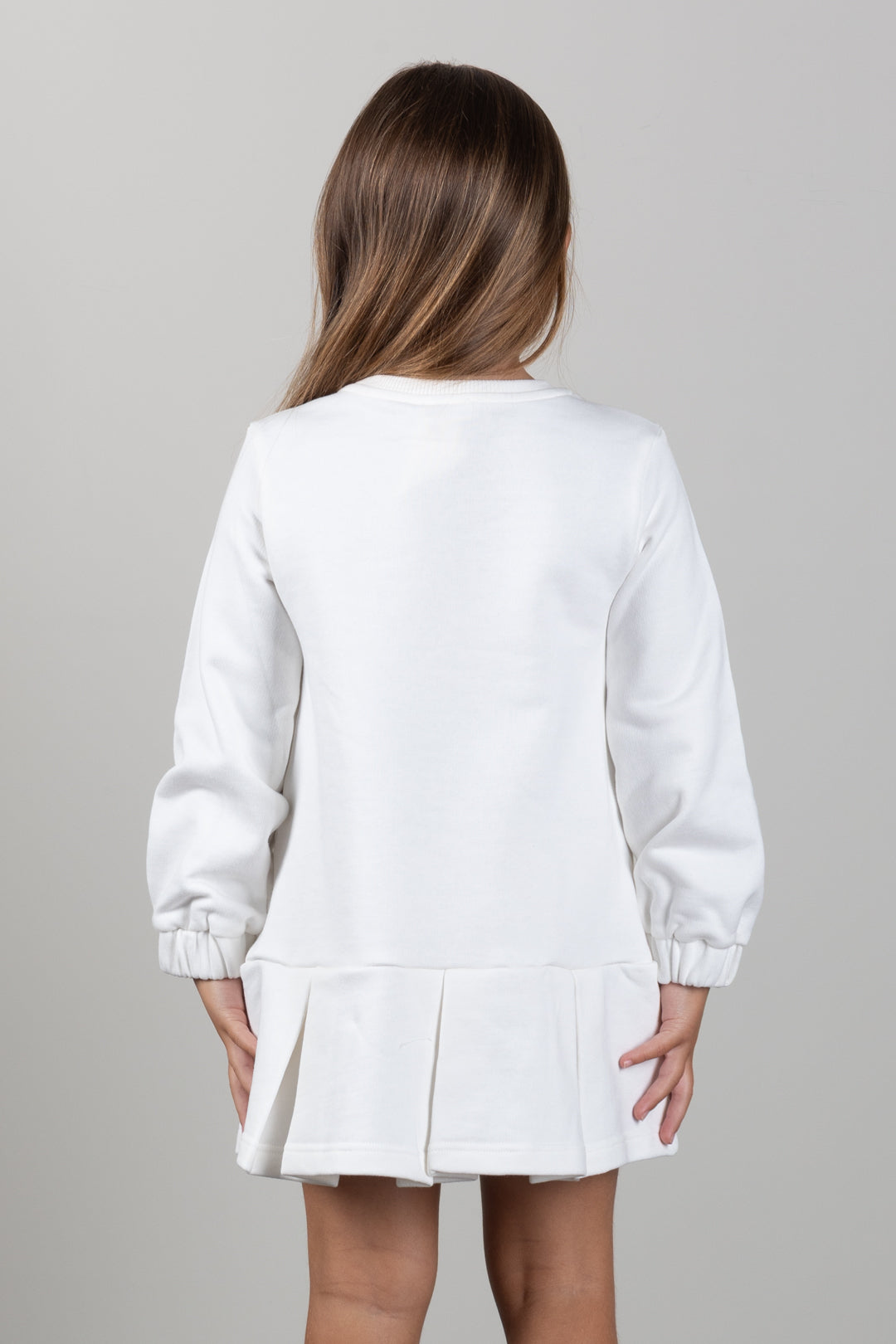 Elisabetta Franchi Bambina Abito Felpa con Ricamo Nastro EGAB253CFF017 MILK/NERO