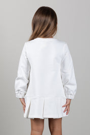 Elisabetta Franchi Bambina Abito Felpa con Ricamo Nastro EGAB253CFF017 MILK/NERO