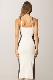 Elisabetta Franchi Abito In Crepe Leggero con Dettagli Pitone AB83857E2 MILK/LIZARD