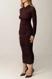 Elisabetta Franchi Abito In Jersey con Drappeggi AB88857E2 MERLOT