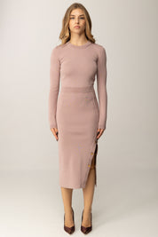 Elisabetta Franchi Abito In Maglia Midi con Gemelli Gioiello AM28S57E2 SUNRISE