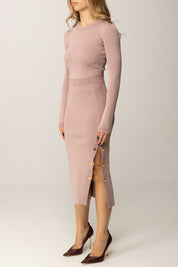 Elisabetta Franchi Abito In Maglia Midi con Gemelli Gioiello AM28S57E2 SUNRISE