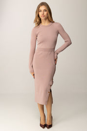 Elisabetta Franchi Abito In Maglia Midi con Gemelli Gioiello AM28S57E2 SUNRISE