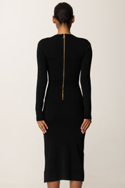 Elisabetta Franchi Abito In Maglia Midi con Gemelli Gioiello NERO AM28S57E2