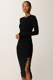 Elisabetta Franchi Abito In Maglia Midi con Gemelli Gioiello NERO AM28S57E2