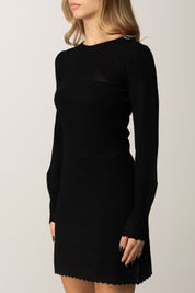 Twin-set Abito In Maglia con Inserti Traforati 252TP3083 NERO