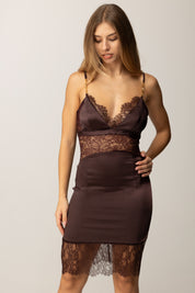 Elisabetta Franchi Abito Lingerie In Pizzo e Raso MERLOT AB88457E2