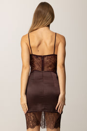 Elisabetta Franchi Abito Lingerie In Pizzo e Raso MERLOT AB88457E2