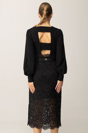 Twin-set Abito Longuette In Maglia e Pizzo 252TP3030 NERO