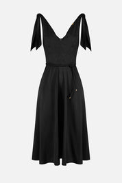 Elisabetta Franchi Abito Longuette In Vela con Cinturino NERO AB90361E2