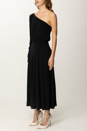 Elisabetta Franchi Abito Longuette Monomanica con Bottoncini AB80252E2 NERO