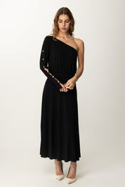 Elisabetta Franchi Abito Longuette Monomanica con Bottoncini AB80252E2 NERO
