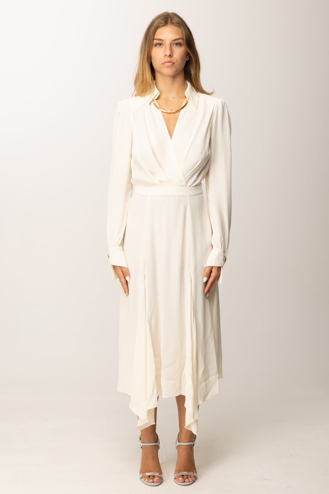 Elisabetta Franchi Abito Longuette con Collana ABT0356E2 MILK