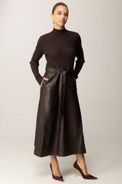 Twin-set Abito Lungo In Maglia Ed Effetto Pelle 252TT3560 BLACK CHOCOLATE