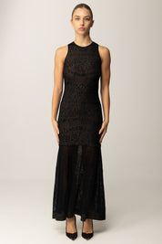 Twin-set Abito Lungo In Maglia Jacquard con Motivo Floreale
 252TP3382 NERO
