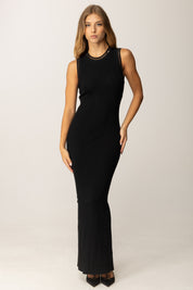 Elisabetta Franchi Abito Lungo In Maglia a Costine AM08B56E2 NERO