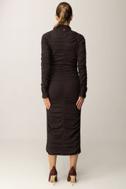 Twin-set Abito Lungo In Maglia con Arricciatura 252TT3152 BLACK CHOCOLATE