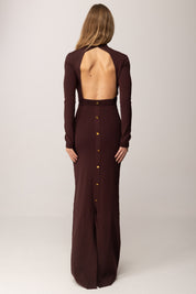 Elisabetta Franchi Abito Lungo In Maglia con Gemelli Gioiello AM29S57E2 MERLOT