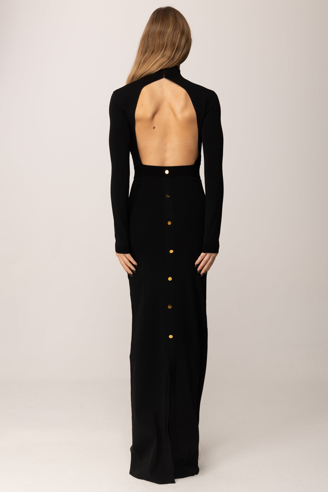 Elisabetta Franchi Abito Lungo In Maglia con Gemelli Gioiello AM29S57E2 NERO