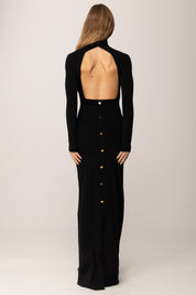 Elisabetta Franchi Abito Lungo In Maglia con Gemelli Gioiello AM29S57E2 NERO