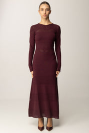 Twin-set Abito Lungo In Maglia con Inserti Traforati 252TP3084 WINETASTING