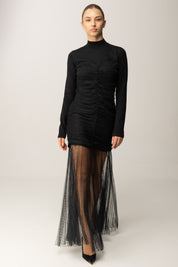 Twin-set Abito Lungo In Maglia e Tulle 252TT3262 NERO