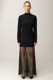 Twin-set Abito Lungo In Maglia e Tulle 252TT3262 NERO