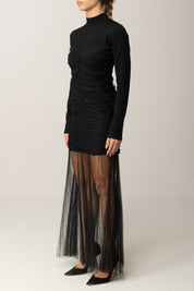 Twin-set Abito Lungo In Maglia e Tulle 252TT3262 NERO