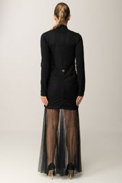 Twin-set Abito Lungo In Maglia e Tulle 252TT3262 NERO