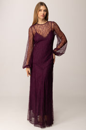 Twin-set Abito Lungo In Pizzo Trasparente 252TT2261 PURPLE EDEN
