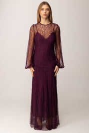 Twin-set Abito Lungo In Pizzo Trasparente 252TT2261 PURPLE EDEN

