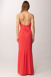 Hanita Abito Lungo a Gilet con Bottoni Gioiello H.V3842.4649 CORALLO 