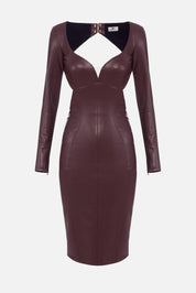 Elisabetta Franchi Abito Midi Effetto Nappa con Cut-out MERLOT AB79557E2 