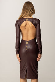 Elisabetta Franchi Abito Midi Effetto Nappa con Cut-out MERLOT AB79557E2 