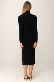 Elisabetta Franchi Abito Midi In Maglia con Bande Lucide AM03S56E2 NERO/MILK