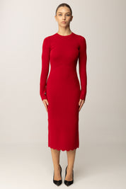 Twin-set Abito Midi In Maglia con Orli Smerlati 252TP3040 ROSSO VENEZIANO