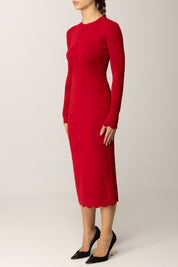 Twin-set Abito Midi In Maglia con Orli Smerlati 252TP3040 ROSSO VENEZIANO