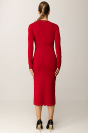 Twin-set Abito Midi In Maglia con Orli Smerlati 252TP3040 ROSSO VENEZIANO