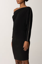 Patrizia Pepe Abito Mini Full Zip In Jersey Stretch 8A1501 J321 NERO