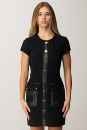 Elisabetta Franchi Abito Mini con Tasche Ricamo Logo Embossed NERO AB81957E2
