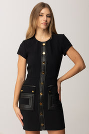 Elisabetta Franchi Abito Mini con Tasche Ricamo Logo Embossed NERO AB81957E2