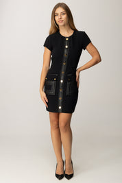 Elisabetta Franchi Abito Mini con Tasche Ricamo Logo Embossed NERO AB81957E2