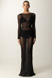 Elisabetta Franchi Abito Red Carpet Bustier In Tulle ABR0856E2 NERO