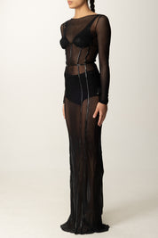 Elisabetta Franchi Abito Red Carpet Bustier In Tulle ABR0856E2 NERO