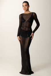 Elisabetta Franchi Abito Red Carpet Bustier In Tulle ABR0856E2 NERO