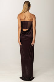 Elisabetta Franchi Abito Red Carpet In Jersey con Fascia Bustier ABR2957E2 MERLOT