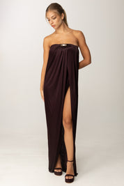 Elisabetta Franchi Abito Red Carpet In Jersey con Fascia Bustier ABR2957E2 MERLOT