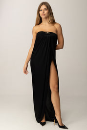 Elisabetta Franchi Abito Red Carpet In Jersey con Fascia Bustier ABR2957E2 NERO